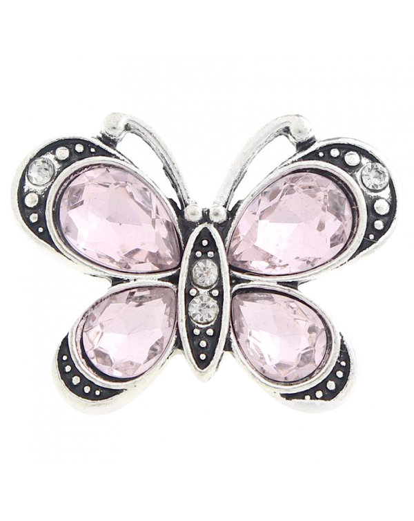 Monarch Bijoux -  Pink Crystal Butterfly - Classic Snap  (Snap Line)