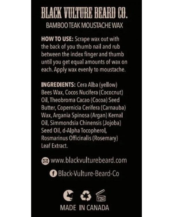 Black Vulture Beard Co. - Bamboo Teak Moustache Wax