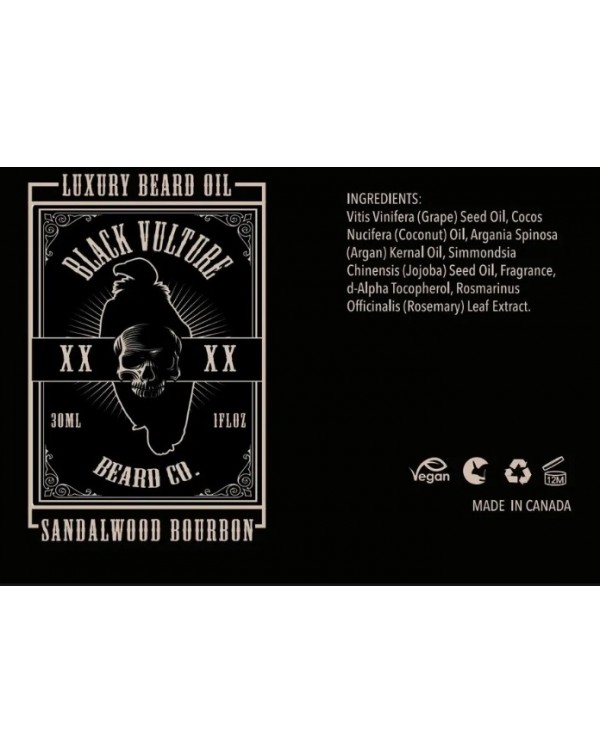 Black Vulture Beard Co. - Sandalwood Bourbon Luxury Beard Oil