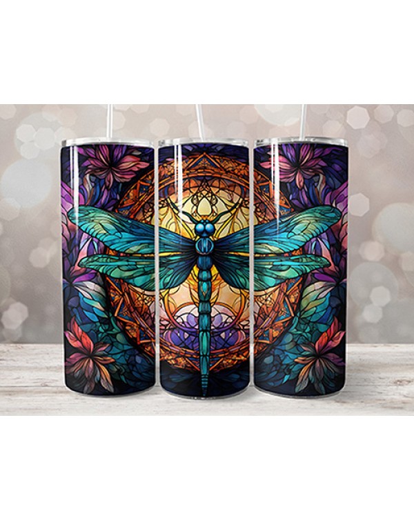 Stained Glass Dragonfly Tumbler- 20oz 